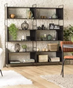 MACABANE Étagères Étagère 10 Niches 5 Niveaux Noire Piètement Métal -Vaisseliers Soldes Magasin etagere 10 niches 5 niveaux noire pietement metal 5