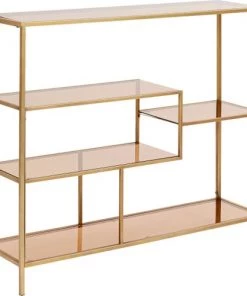 Kare Design Étagères Etagère 100x115 En Acier Doré Et Verre Teint -Vaisseliers Soldes Magasin etagere 100x115 en acier dore et verre teint 2