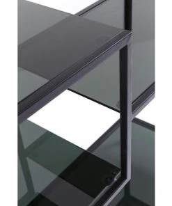 Kare Design Étagères Etagère 100x115 En Acier Noir Et Verre Teint -Vaisseliers Soldes Magasin etagere 100x115 en acier noir et verre teint 2