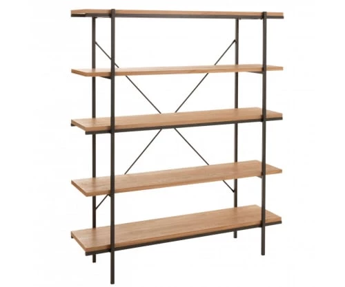 Meubles & Design Étagères Etagère 166x140cm 5 étages En Bois Naturel Et Métal Noir 3 Meubles & Design Étagères Etagère 166x140cm 5 étages En Bois Naturel Et Métal Noir – Image 3