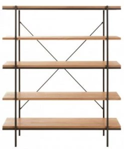 Meubles & Design Étagères Etagère 166x140cm 5 étages En Bois Naturel Et Métal Noir