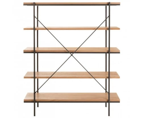 Meubles & Design Étagères Etagère 166x140cm 5 étages En Bois Naturel Et Métal Noir 4 Meubles & Design Étagères Etagère 166x140cm 5 étages En Bois Naturel Et Métal Noir – Image 4