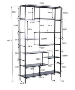Kare Design Étagères Etagère 195x115 En Acier Noir Et Verre Teint -Vaisseliers Soldes Magasin etagere 195x115 en acier noir et verre teint 3