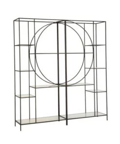 Meubles & Design Étagères Étagère 2 Parties En Métal Blanc Et Verre Noir