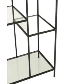 Meubles & Design Étagères Étagère 2 Parties En Métal Blanc Et Verre Noir -Vaisseliers Soldes Magasin etagere 2 parties en metal blanc et verre noir 5