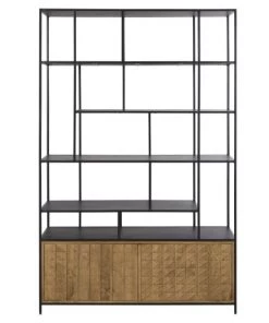 Maisons Du Monde Étagères Etagère 2 Portes 6 étagères En Métal Noir Et En Bois