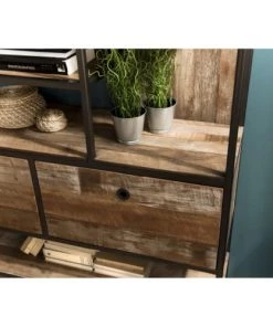 MACABANE Étagères Etagère 2 Tiroirs En Teck Recyclé Acacia Mahogany Métal Et Métal Noir -Vaisseliers Soldes Magasin etagere 2 tiroirs en teck recycle acacia mahogany metal et metal noir 4