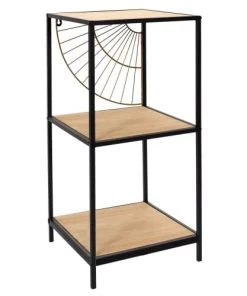 Toilinux Étagères Etagère 3 Planches Déco En Fer Et Mdf Noir