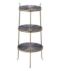 Altobuy Étagères Etagère 3 Plateaux Métal Noir Et Or Vieilli