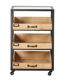 Maisons Du Monde Étagères Etagère 3 Tiroirs En Métal Noir Et Sapin