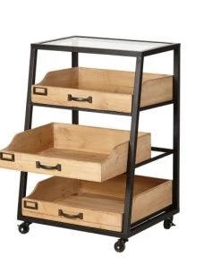 Maisons Du Monde Étagères Etagère 3 Tiroirs En Métal Noir Et Sapin -Vaisseliers Soldes Magasin etagere 3 tiroirs en metal noir et sapin 1000 2 20 189399 3