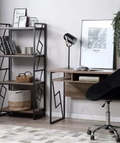 Beliani Étagères Étagère 4 Compartiments Effet Bois -Vaisseliers Soldes Magasin etagere 4 compartiments effet bois 1