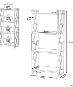 Beliani Étagères Étagère 4 Compartiments Effet Bois -Vaisseliers Soldes Magasin etagere 4 compartiments effet bois 5
