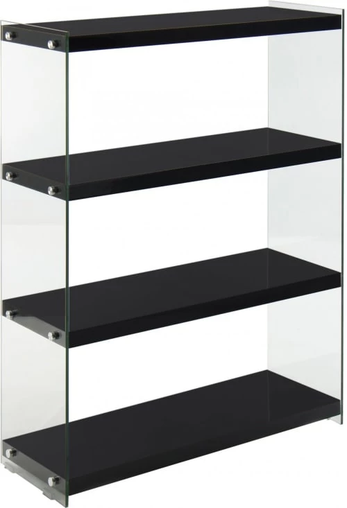 ReCollection Étagères Etagère 4 étagères Bois Noir Montant Verre H113cm 1 ReCollection Étagères Etagère 4 étagères Bois Noir Montant Verre H113cm