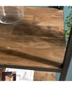 MACABANE Étagères Etagère 4 Niveaux 4 Tiroirs En Teck Recyclé Et Métal Noir -Vaisseliers Soldes Magasin etagere 4 niveaux 4 tiroirs en teck recycle et metal noir 2