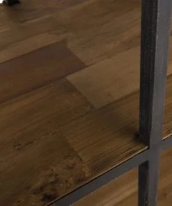 MACABANE Étagères Etagère 4 Niveaux 4 Tiroirs En Teck Recyclé Et Métal Noir -Vaisseliers Soldes Magasin etagere 4 niveaux 4 tiroirs en teck recycle et metal noir 4