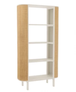 Meubles & Design Étagères Étagère 4 Niveaux En Bois Blanc Et Cannage