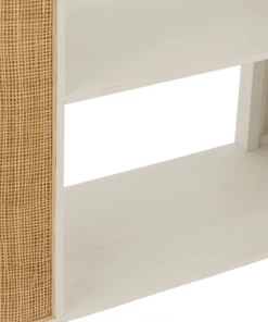 Meubles & Design Étagères Étagère 4 Niveaux En Bois Blanc Et Cannage -Vaisseliers Soldes Magasin etagere 4 niveaux en bois blanc et cannage 4