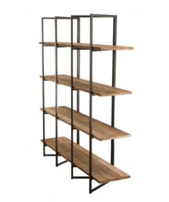 MACABANE Étagères Etagère 4 Niveaux En Teck Recyclé Acacia Mahogany Métal Noir -Vaisseliers Soldes Magasin etagere 4 niveaux en teck recycle acacia mahogany metal noir 2