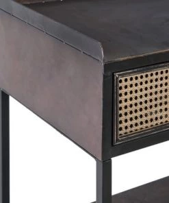 Altobuy Étagères Etagère 4 Plateaux 1 Tiroir Métal Noir Et Or Vieilli -Vaisseliers Soldes Magasin etagere 4 plateaux 1 tiroir metal noir et or vieilli 3