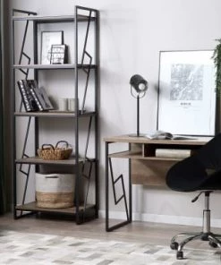 Beliani Étagères Étagère 5 Compartiments Effet Bois -Vaisseliers Soldes Magasin etagere 5 compartiments effet bois 1