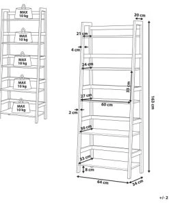 Beliani Étagères Étagère 5 étages Effet Bois Clair Et Noir -Vaisseliers Soldes Magasin etagere 5 etages effet bois clair et noir 5
