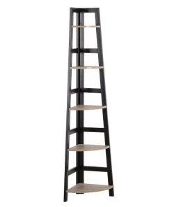 Beliani Étagères Étagère 5 étages En Métal Et Bois Noire -Vaisseliers Soldes Magasin etagere 5 etages en metal et bois noire 2