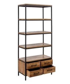 Altobuy Étagères Etagère 5 Niveaux 4 Tiroirs Métal Et Manguier Massif -Vaisseliers Soldes Magasin etagere 5 niveaux 4 tiroirs metal et manguier massif 2