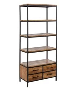 Altobuy Étagères Etagère 5 Niveaux 4 Tiroirs Métal Et Manguier Massif