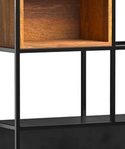 Rendez Vous Déco Étagères Etagère 5 Niveaux En Métal Noir Et Bois 1 Porte -Vaisseliers Soldes Magasin etagere 5 niveaux en metal noir et bois 1 porte 3