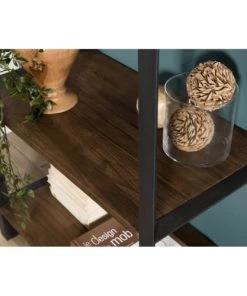 MACABANE Étagères Etagère 5 Niveaux En Teck Recyclé Et Métal Noir -Vaisseliers Soldes Magasin etagere 5 niveaux en teck recycle et metal noir 2