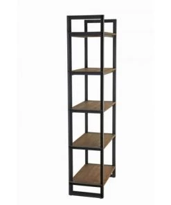 MACABANE Étagères Etagère 5 Niveaux En Teck Recyclé Et Métal Noir -Vaisseliers Soldes Magasin etagere 5 niveaux en teck recycle et metal noir 3