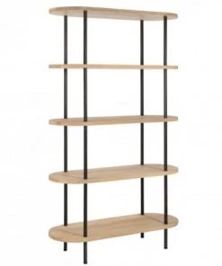 Meubles & Design Étagères Etagère 5 Planches En Bois Et Métal Noir -Vaisseliers Soldes Magasin etagere 5 planches en bois et metal noir 2