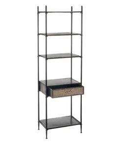 Altobuy Étagères Etagère 5 Plateaux 1 Tiroir Métal Noir Et Or Vieilli -Vaisseliers Soldes Magasin etagere 5 plateaux 1 tiroir metal noir et or vieilli 2