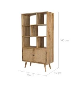 Rendez Vous Déco Étagères Etagère 6 Niches 2 Portes En Cannage Et Bois De Manguier -Vaisseliers Soldes Magasin etagere 6 niches 2 portes en cannage et bois de manguier 2