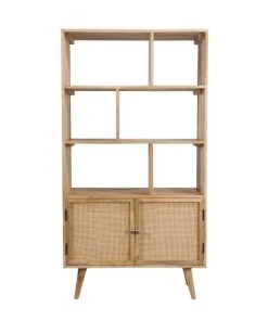 Rendez Vous Déco Étagères Etagère 6 Niches 2 Portes En Cannage Et Bois De Manguier