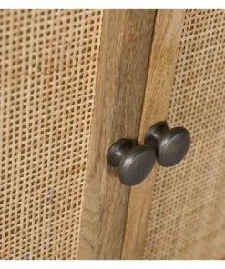 Rendez Vous Déco Étagères Etagère 6 Niches 2 Portes En Cannage Et Bois De Manguier -Vaisseliers Soldes Magasin etagere 6 niches 2 portes en cannage et bois de manguier 4