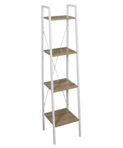 The Home Deco Factory Étagères Etagère à 4 Planches En Bois Et Métal Blanc