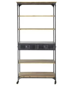 Maisons Du Monde Étagères Étagère à Roulettes 2 Tiroirs En Sapin Et Métal Gris