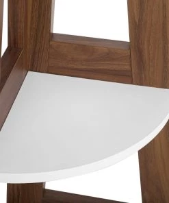 Beliani Étagères Étagère Angle Marron Foncé Et Blanche -Vaisseliers Soldes Magasin etagere angle marron fonce et blanche 4
