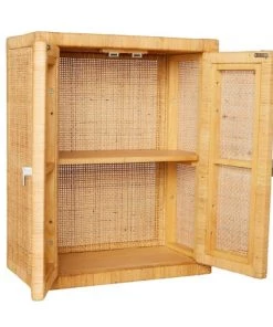 Kok Maison Étagères Etagère Armoire En Cannage De Rotin Beige Foncé -Vaisseliers Soldes Magasin etagere armoire en cannage de rotin beige fonce 2
