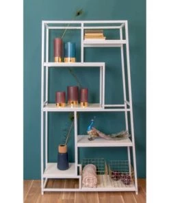 Leitmotiv Étagères Étagère Asymétrique En Métal Blanc H178cm -Vaisseliers Soldes Magasin etagere asymetrique en metal blanc h178cm 2