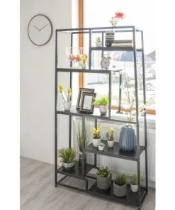 Leitmotiv Étagères Étagère Asymétrique En Métal Noir -Vaisseliers Soldes Magasin etagere asymetrique en metal noir 4