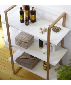 Casâme Étagères Etagère Bambou 3 Niveaux - Blanche -Vaisseliers Soldes Magasin etagere bambou 3 niveaux blanche 3
