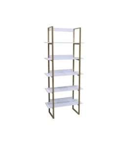 Casâme Étagères Etagère Bambou 5 Niveaux - Blanc -Vaisseliers Soldes Magasin etagere bambou 5 niveaux blanc 4