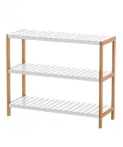 Wadiga Étagères Étagère Bambou Et Bois étroite 3 Niveaux