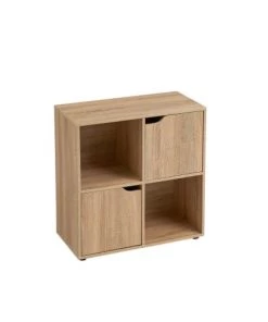 Wadiga Étagères Étagère Basse En Bois 4 Casiers 2 Portes 60x29,5x61,5cm