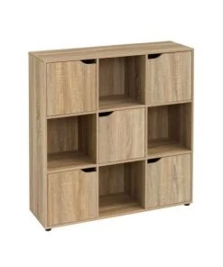 Wadiga Étagères Étagère Basse En Bois MDF 9 Casiers 5 Portes Façon Console