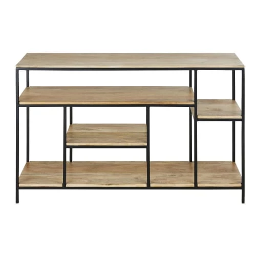 Maisons Du Monde Étagères Etagère Basse En Métal Noir Et Manguier 1 Maisons Du Monde Étagères Etagère Basse En Métal Noir Et Manguier
