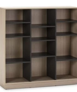 HOMN Étagères Étagère Bibliothèque 110x110 Cm, Couleur Chêne Et Gris